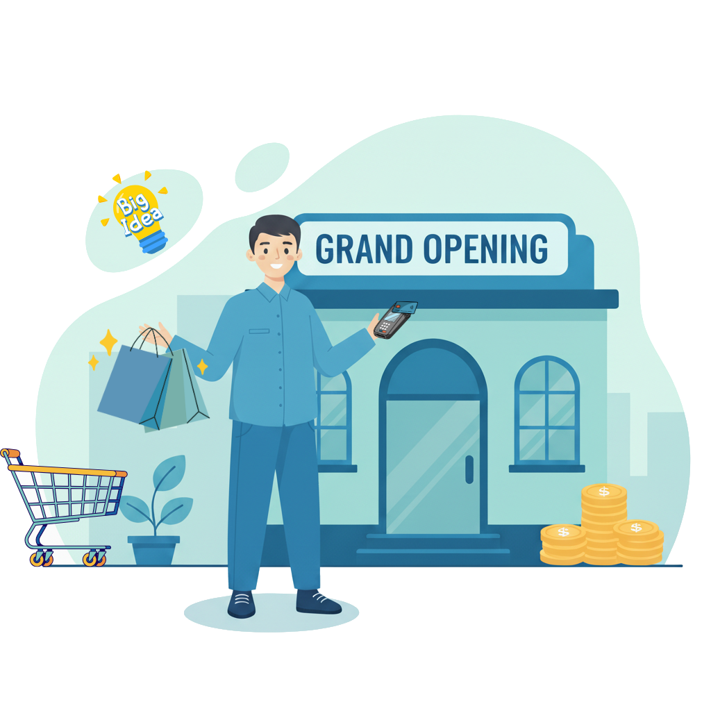 Illustration of business launch